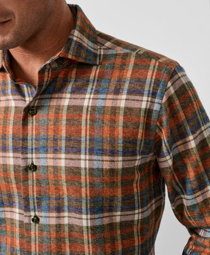 CMSW13827851 | Spice & Multi Brushed Plaid Sport Shirt