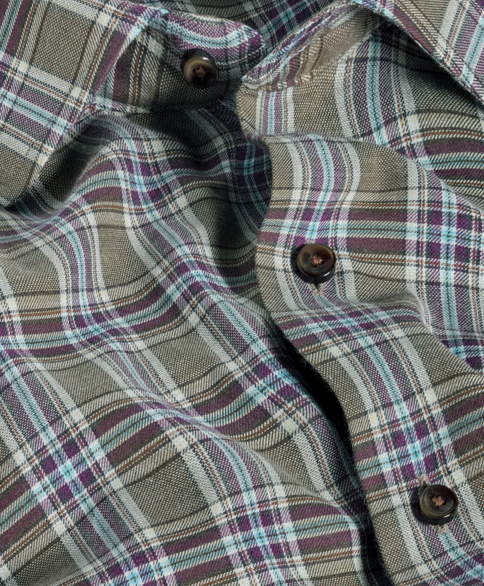 CMSW13828316 | Olive & Multi Plaid Sport Shirt