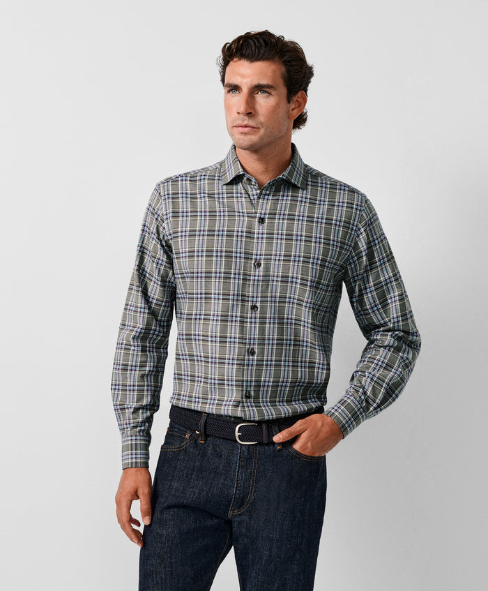 CMSW13828316 | Olive & Multi Plaid Sport Shirt