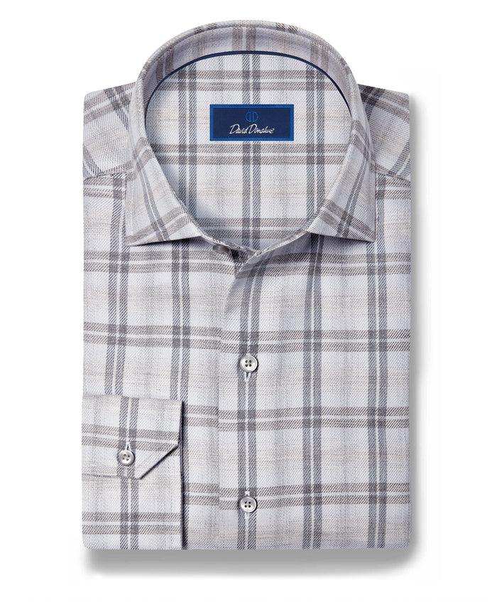 CMSW13832052 | Heather Gray Melange Check Sport Shirt