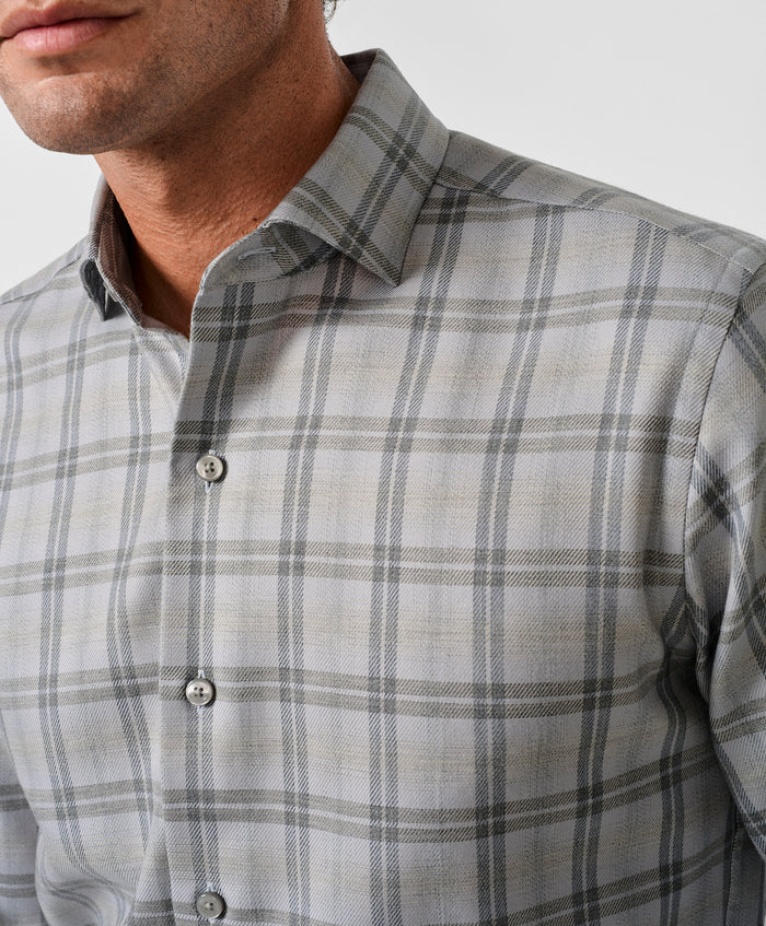 CMSW13832052 | Heather Gray Melange Check Sport Shirt