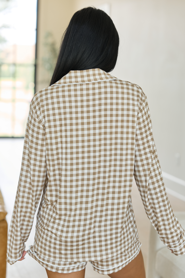 Cozy Crush Lightweight Long Sleeve Pajama Top - Brown Gingham