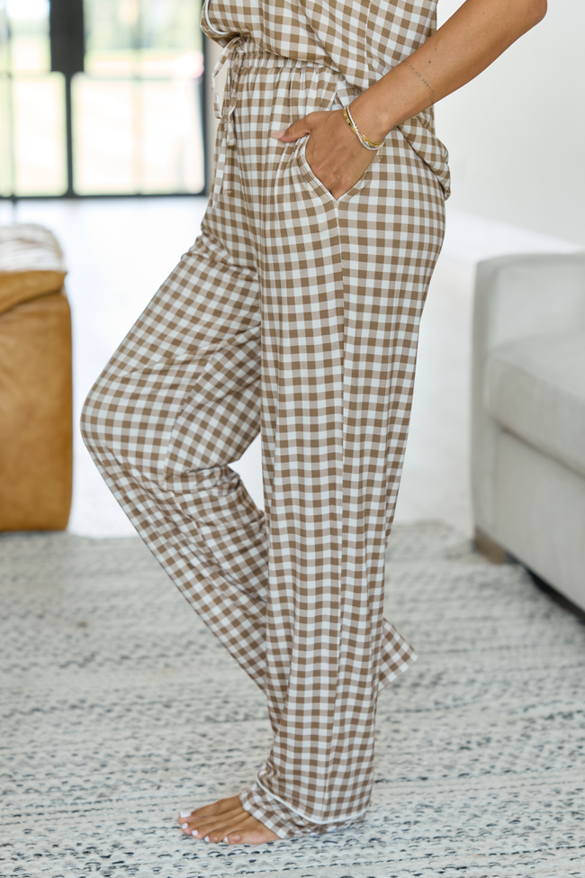 Cozy Crush Lightweight Pajama Pant - Brown Gingham