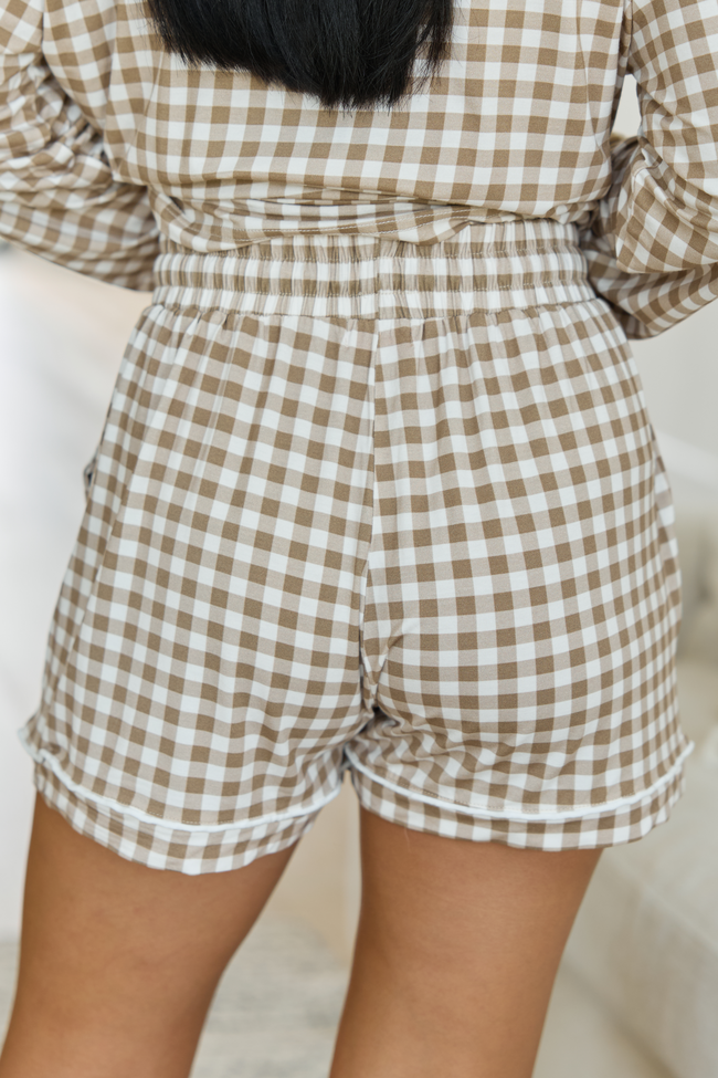 Cozy Crush Lightweight Pajama Short - Brown Gingham