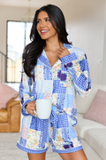 Cozy Crush Long Sleeve Pajama Top - Patchwork Pop Blue FINAL SALE