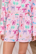 Cozy Crush Pajama Shorts - Take A Bow Pink Stripe