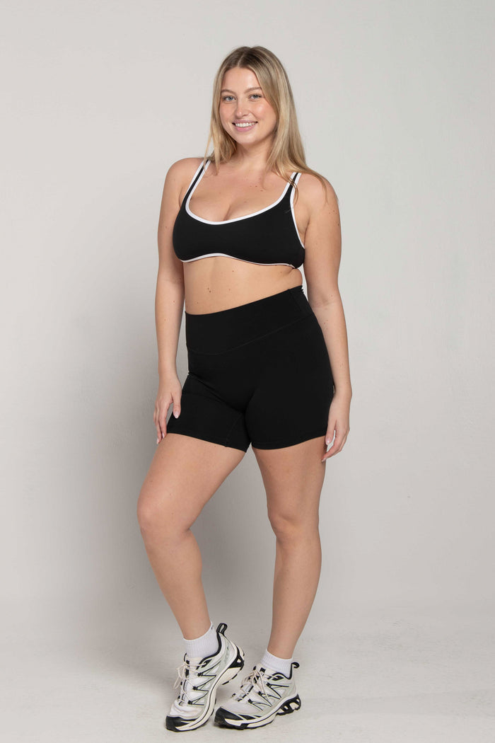 Curved Hem Bra - Black/White