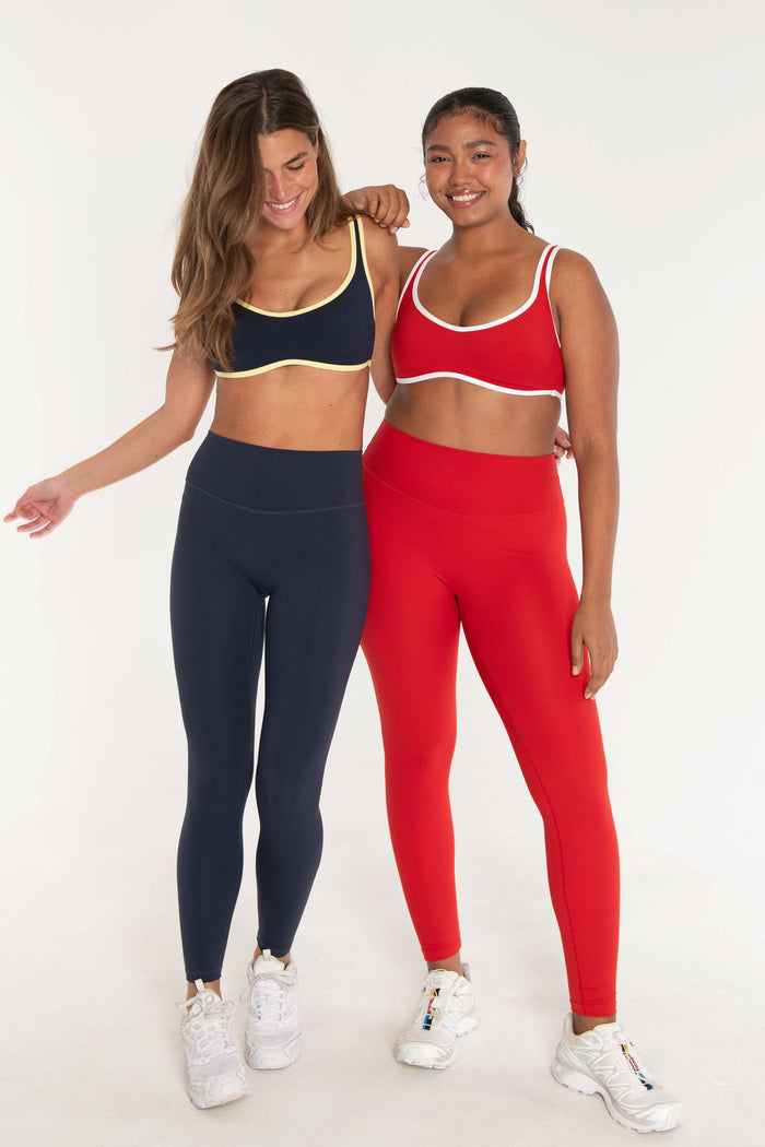 Curved Hem Bra - Cherry/White