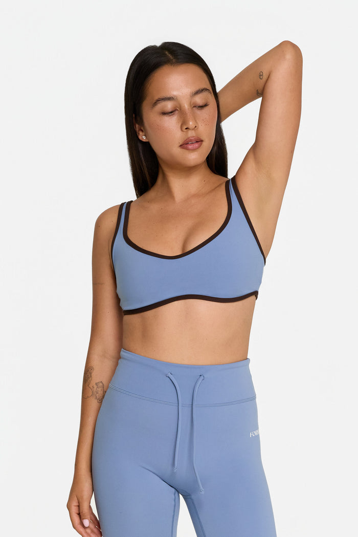Curved Hem Bra - Glacier/Espresso