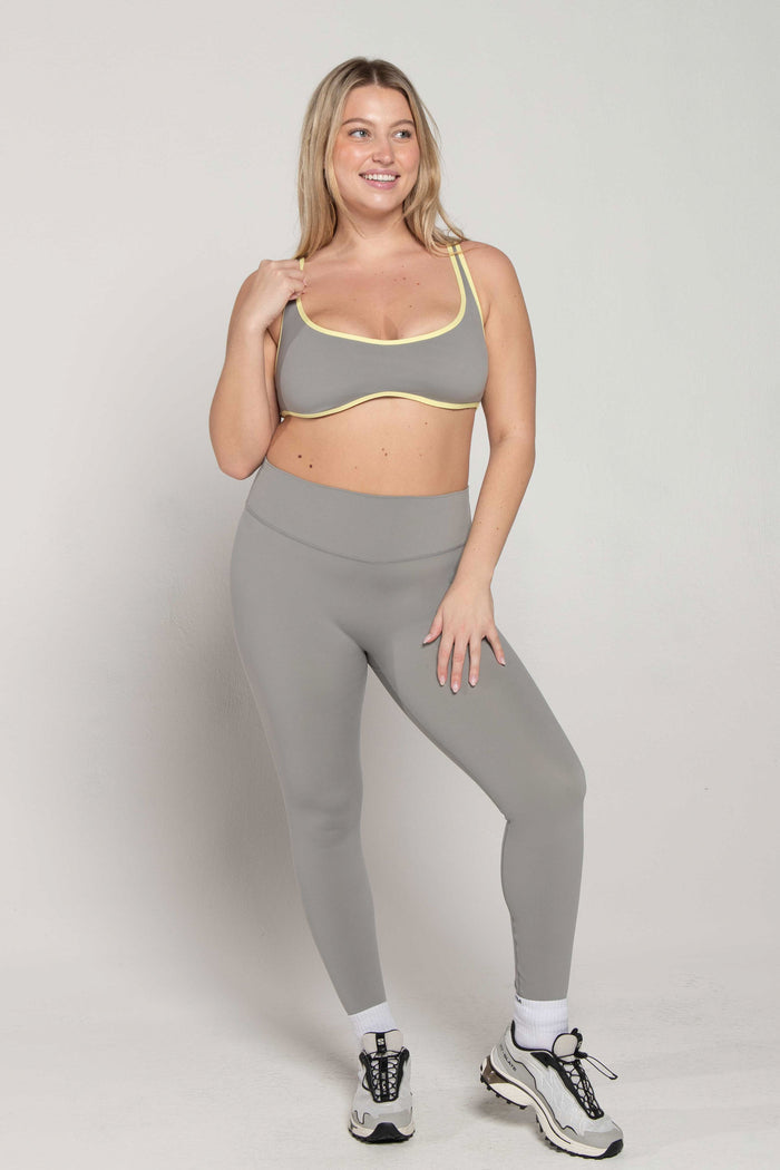 Curved Hem Bra - Slate/Lemon
