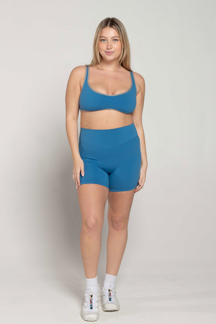 Curved Hem Bra - Waves/Slate