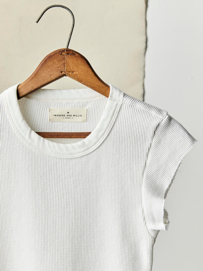 Light Gray cut sleeve thermal in white