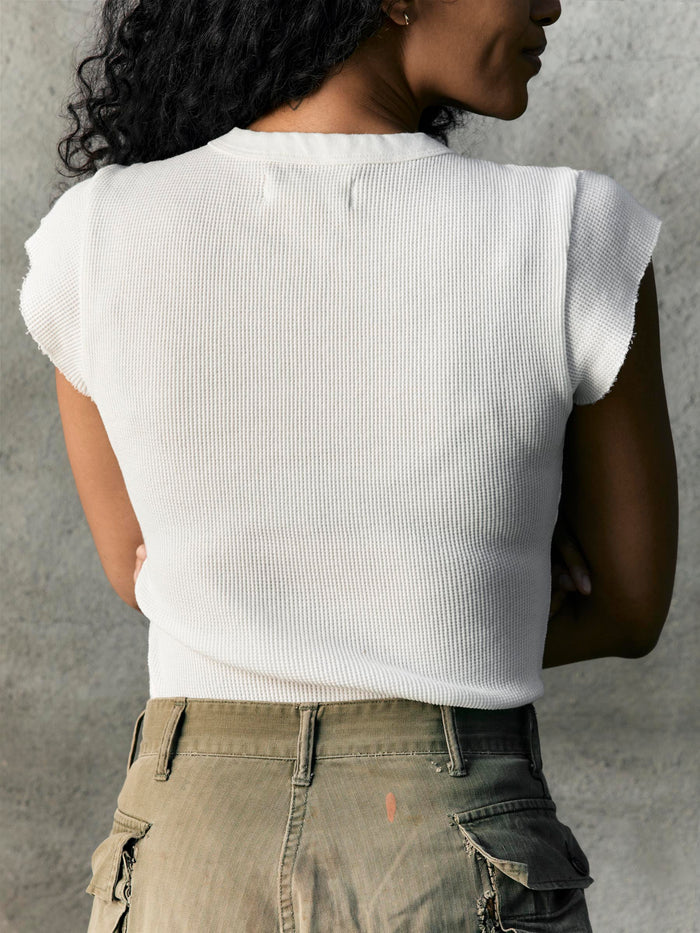 Light Gray cut sleeve thermal in white