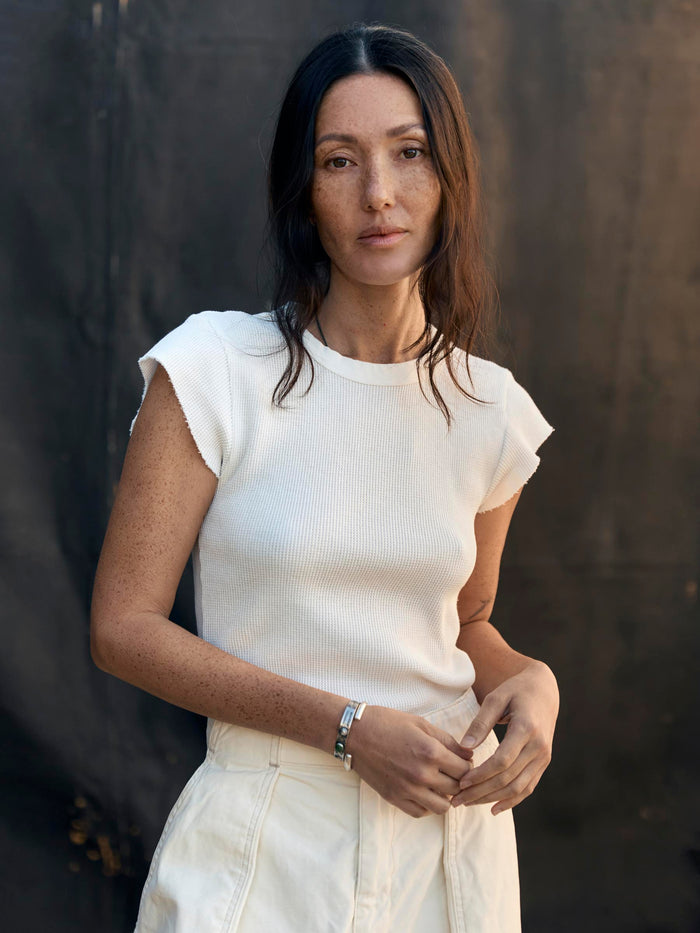Dark Slate Gray cut sleeve thermal in white