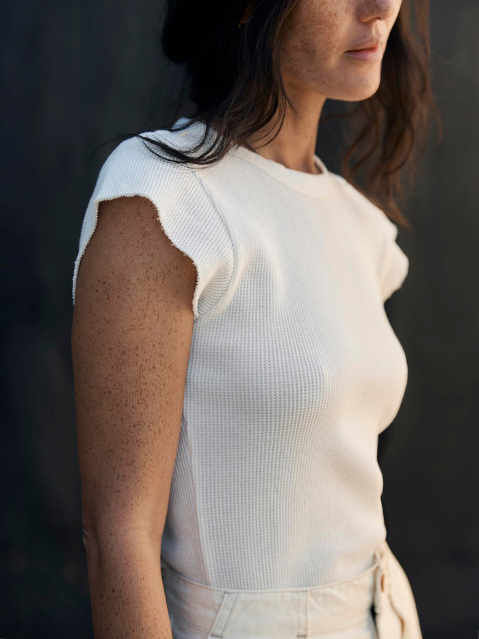 Dark Slate Gray cut sleeve thermal in white
