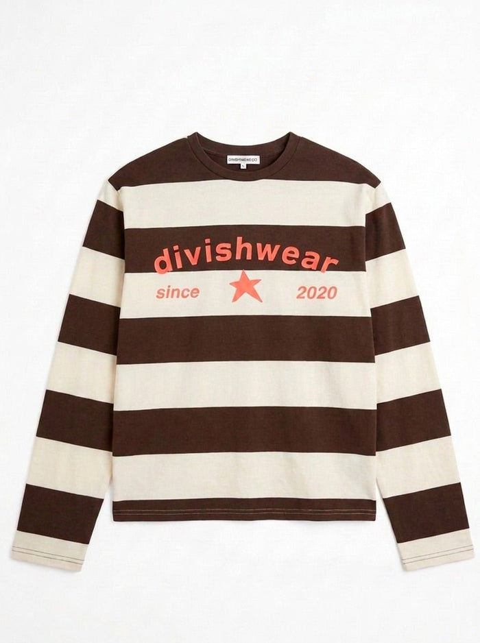 DAGMAR STRIPE TEE - BROWN/CORAL - Dinvintageshop