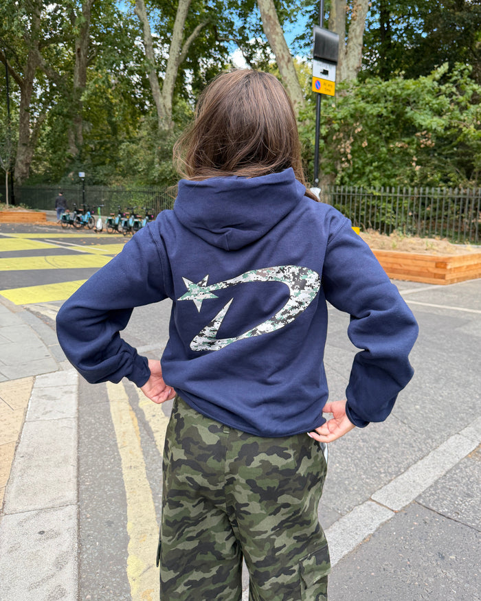 DANA HOODIE (rygprint) - NAVY - Dinvintageshop