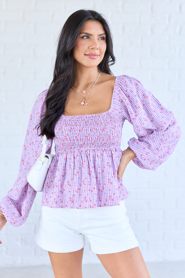 Darling Days Pink Floral And Gingham Top FINAL SALE