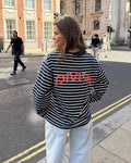 DINA STRIPE TEE - NAVY/CORAL - Dinvintageshop