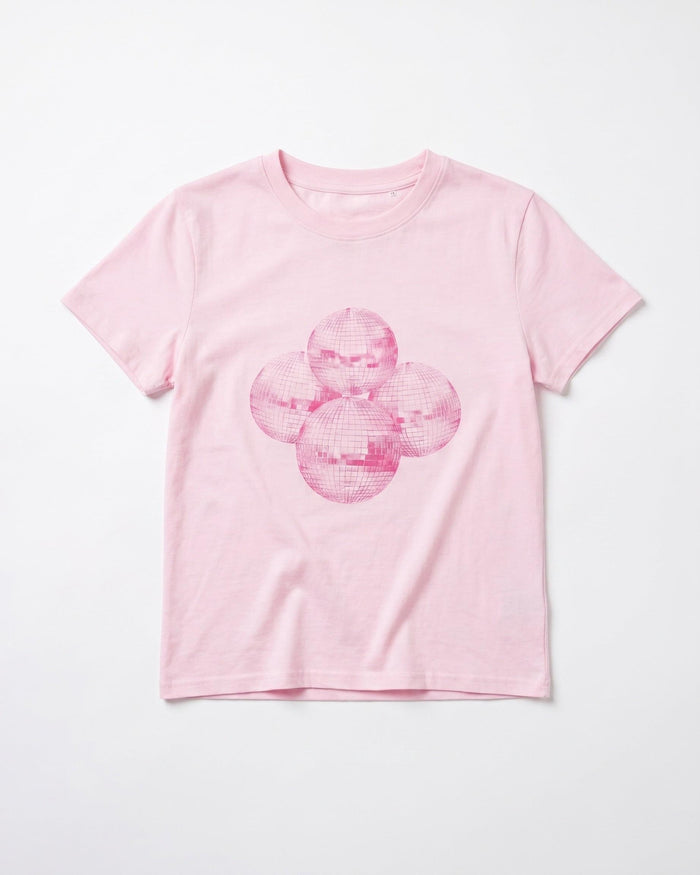DISCO KUGLE (pink), BABY TEE - LIGHT PINK
