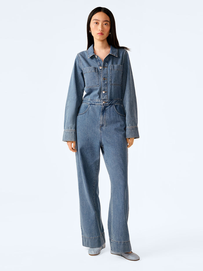 Diya Jumpsuit in Light Wash