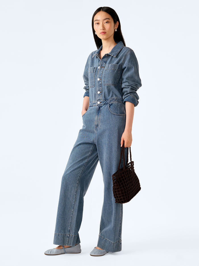 Diya Jumpsuit in Light Wash