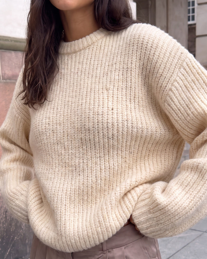 DORTHEA CHUNKY KNIT - FRENCH VANILLA MELANGE [AI]