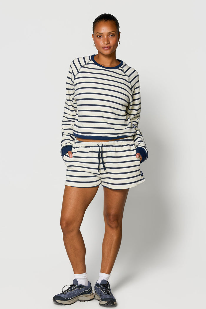 Drawstring Mini Shorts - Butter Stripe