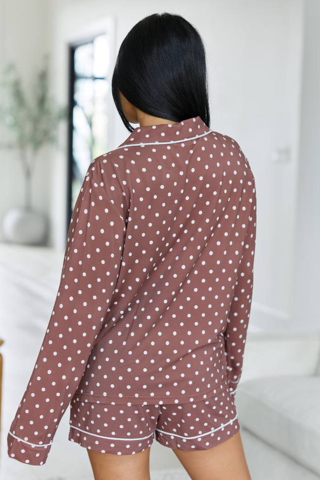 Dream On Brown Polka Dot Pajama Top