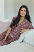 Dream On Brown Polka Dot Short Sleeve Pajama Top