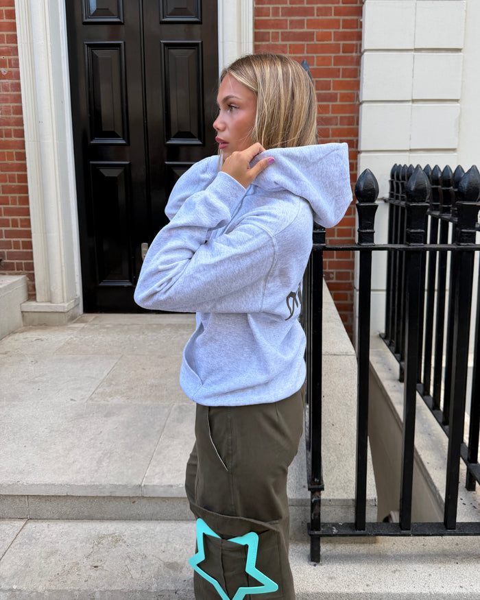 DUA HOODIE (rygprint) - LIGHT GREY - Dinvintageshop