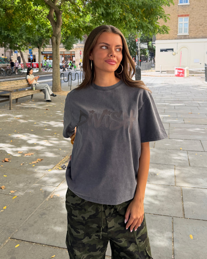 DUA TEE KORTÆRMET - GREY - Dinvintageshop