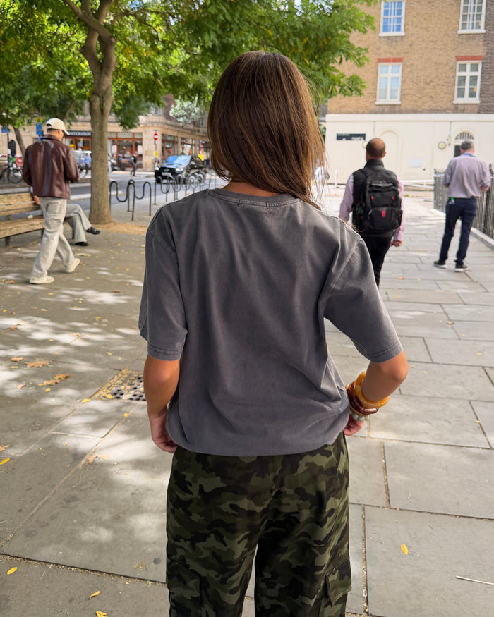 DUA TEE KORTÆRMET - GREY - Dinvintageshop