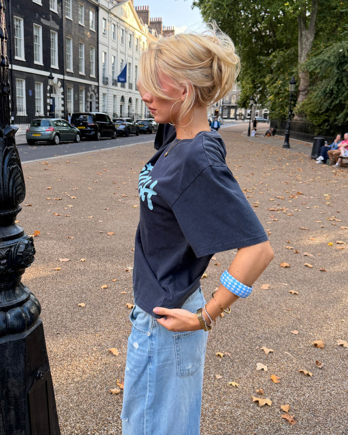 DUA TEE KORTÆRMET - NAVY - Dinvintageshop