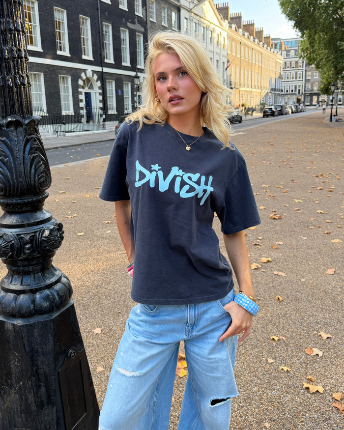 DUA TEE KORTÆRMET - NAVY - Dinvintageshop