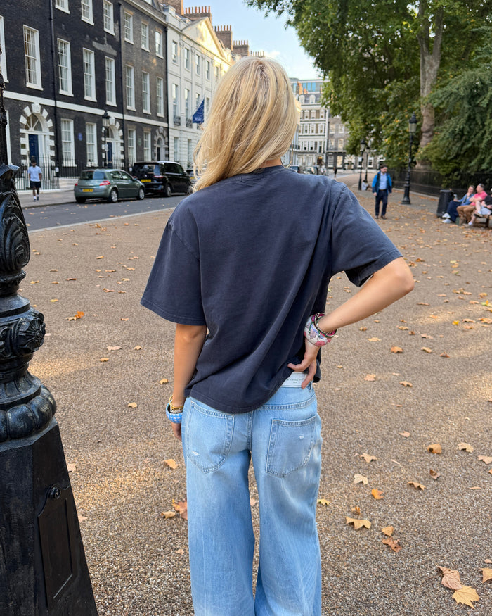 DUA TEE KORTÆRMET - NAVY - Dinvintageshop