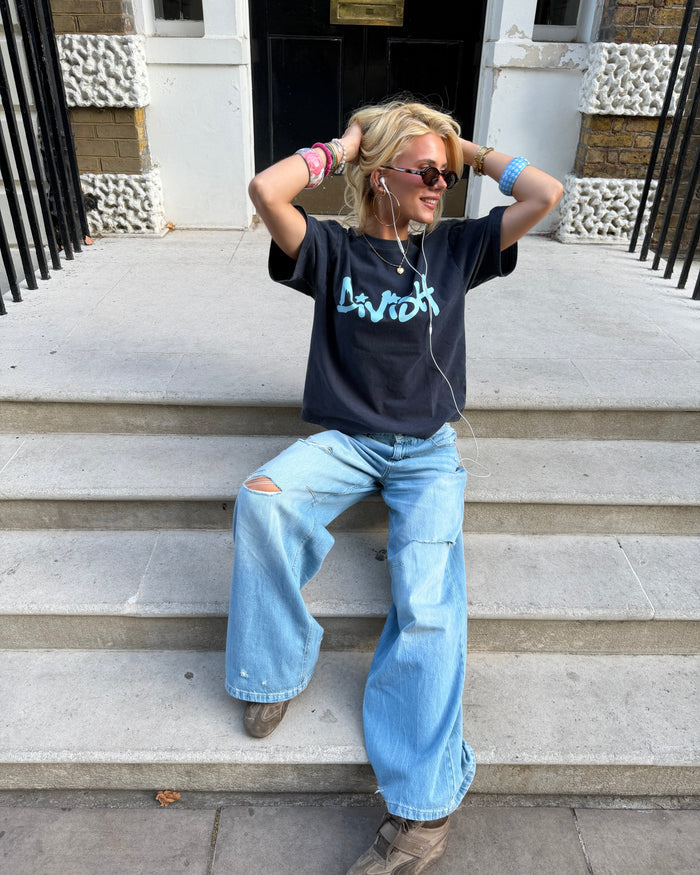 DUA TEE KORTÆRMET - NAVY - Dinvintageshop