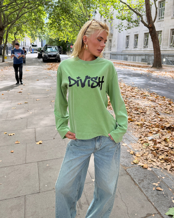 DUA TEE LANGÆRMET - GREEN - Dinvintageshop
