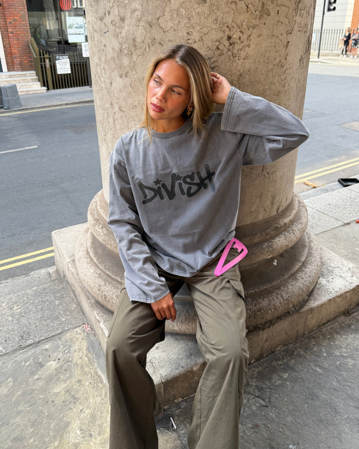 DUA TEE LANGÆRMET - GREY - Dinvintageshop