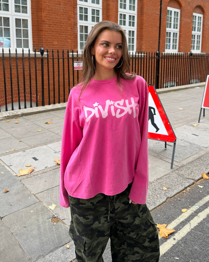 DUA TEE LANGÆRMET - PINK - Dinvintageshop