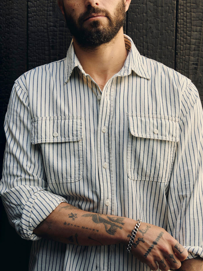 Gray earl navy stripe
