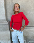 ELFRIDA BOATNECK 3/4 TOP - RED