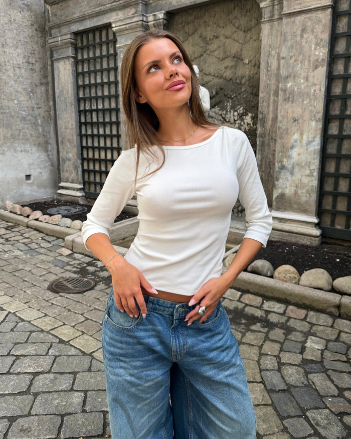 ELFRIDA BOATNECK 3/4 TOP - WHITE