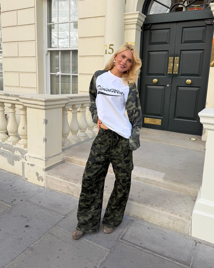 ELLA PANTS - GREEN CAMO - Dinvintageshop