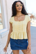 Ellison Yellow Buttoned Babydoll Top  FINAL SALE
