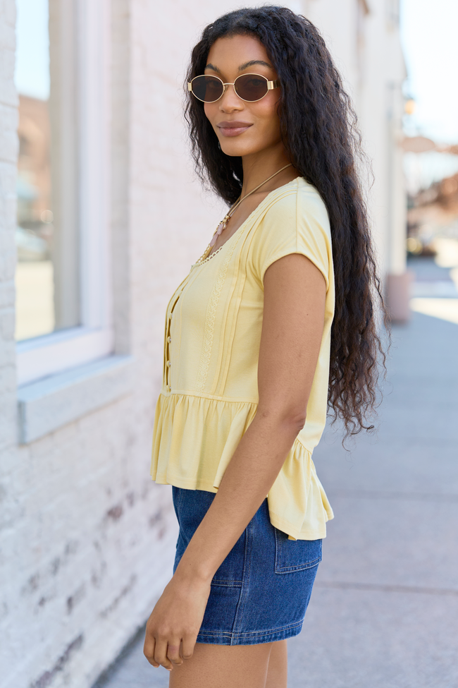 Ellison Yellow Buttoned Babydoll Top  FINAL SALE