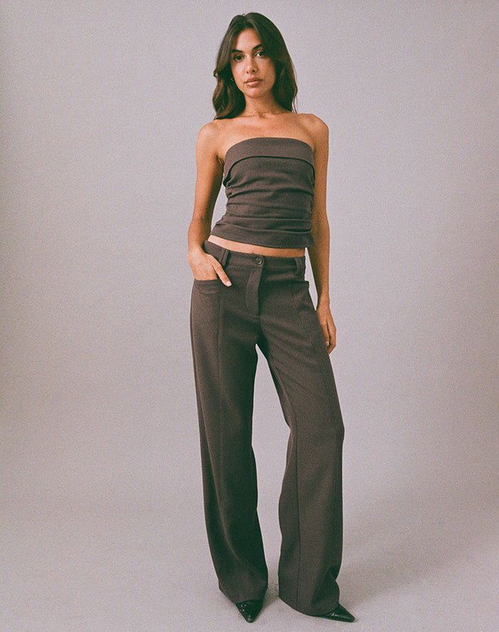 Image of Elzi Corset Top in Tailoring Dark Olive