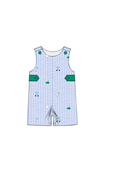 The Smocked Flamingo Apparel & Accessories Pre-Order Embroidered Golf Blue Seersucker Jon Jon