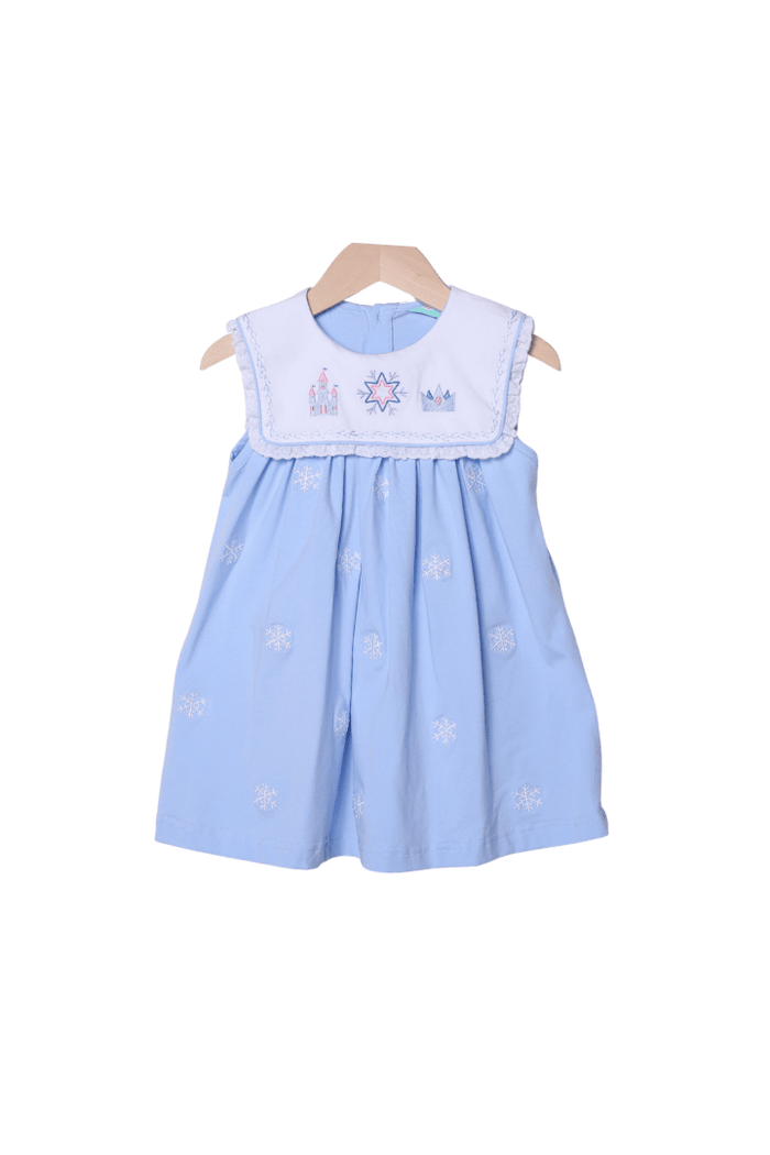 The Smocked Flamingo Apparel & Accessories Embroidered Ice Princess Castle Dress
