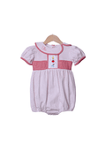 The Smocked Flamingo Apparel & Accessories Embroidered School Supplies Red Bitty Dot Bubble
